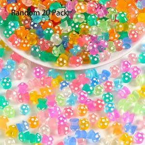 20pcs Glow-In-The-Dark Resin Mushrooms, Home Decorative Miniatures, Bedside Night Light Models, DIY Festival Ornaments Hanging Toys