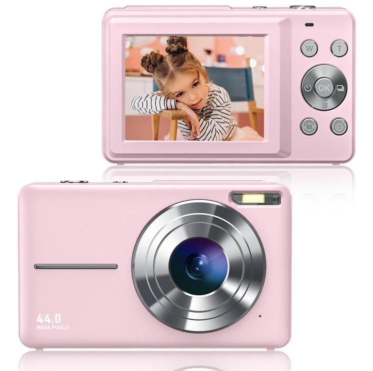 Upgrade to version 2.0 Portable Pocket Vlogging Camera with 32GB SD Card & Wrist Strap, Self Timer, Anti-Shake, 16X Digital Zoom, FHD 1080P Point & Shoot Camera for Daily Photography, Perfect Holiday Gift 【Light Pink】