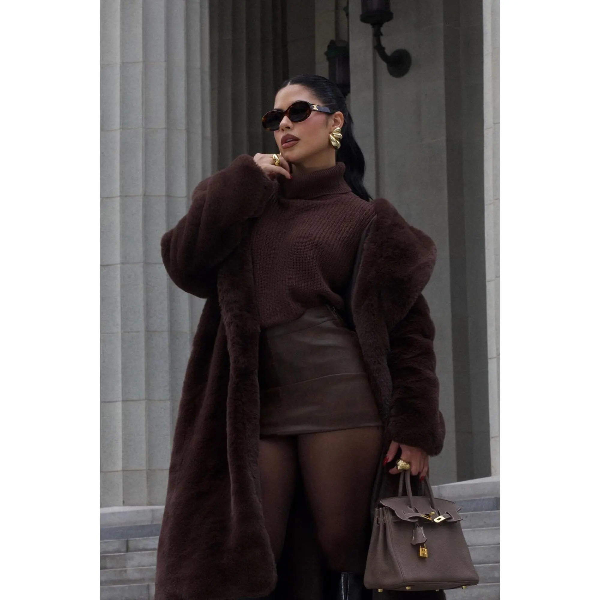 Roll With The Flow Turtleneck Sweater - Chocolate