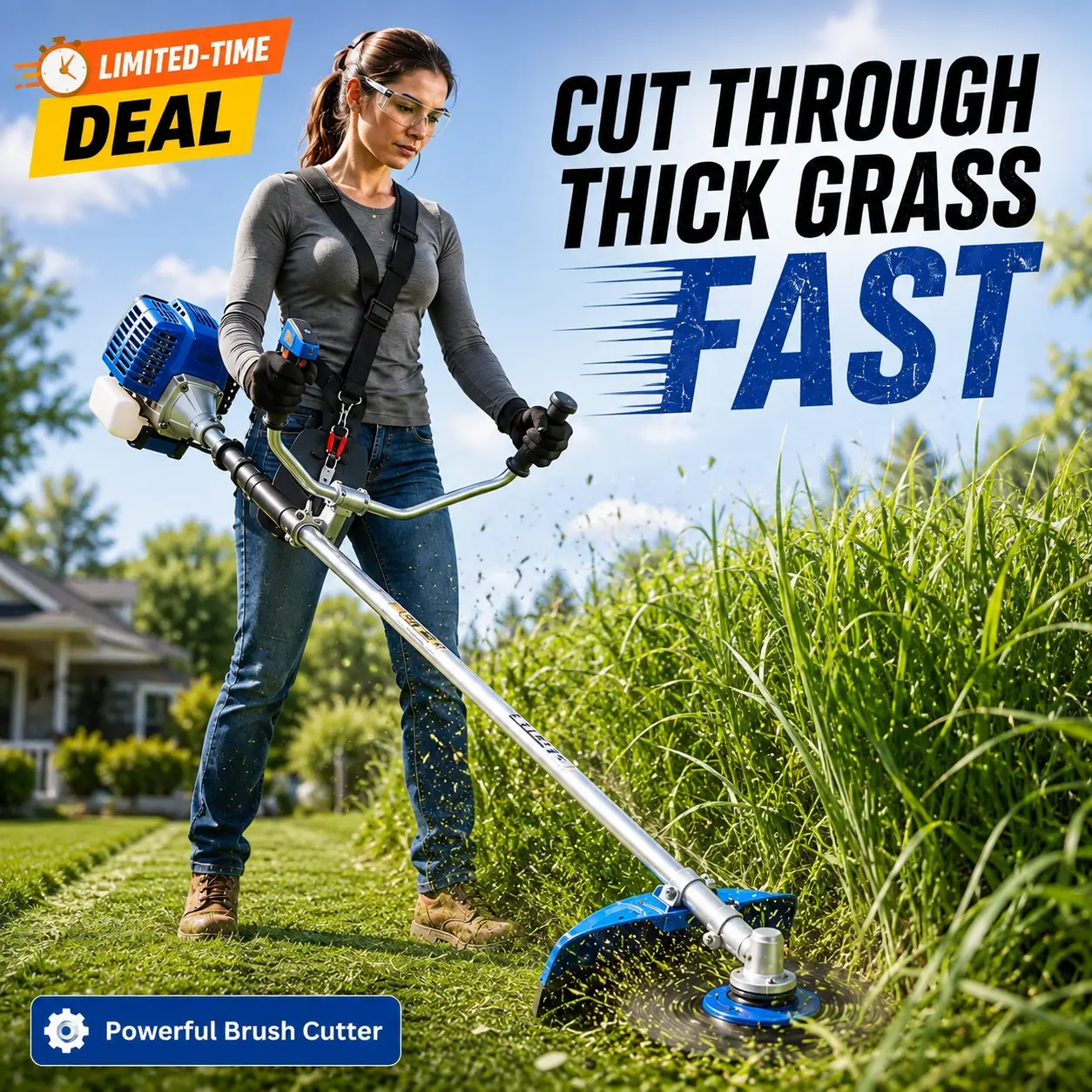3-in-1 Gas String Trimmer & Brush Cutter Kit | Powerful Yard Tool with Blades & Edger