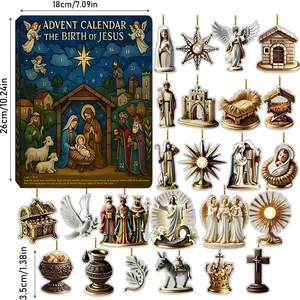The Path to Bethlehem Advent Calendar, 24 Days Jesus Advent Calendar 2025 with 2D Jesus Figurines & Symbols,Christian Religious Nativity Scene Biblical AdventCalendars Gift for Families & Believers