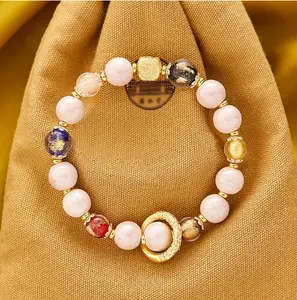 North Nine Tailed Fox Pink Porcelain White Porcelain Bracelet Fragrant Grey Glass Fairy Fox Gold Foil Bracelet