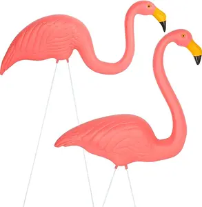 Pink Flamingo Yard Decorations Pack of 2 Flamingo Decor Ornaments for Outdoor Lawn and Garden