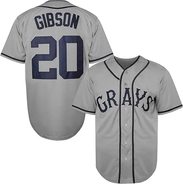 Men's Josh Gibson #20 Homestead Grays Jersey - Authentic Negro National League Baseball Shirt, Breathable & Moisture-Wicking Polyester, Casual Sportswear Athletic Outfit Athletic Tops