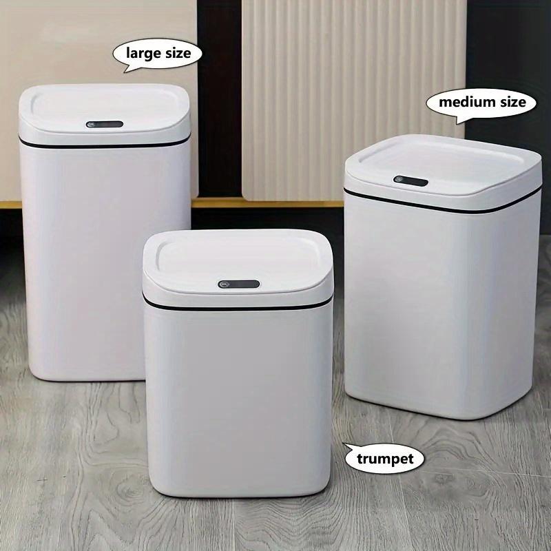 Motion-Activated Smart Trash Bin for Bathrooms, Featuring a Lid And Touchless Operation. Its Minimalist Design Makes It Ideal for Home, Kitchen, Office, Bathroom, And Outdoor Settings, Providing an Effective Solution for