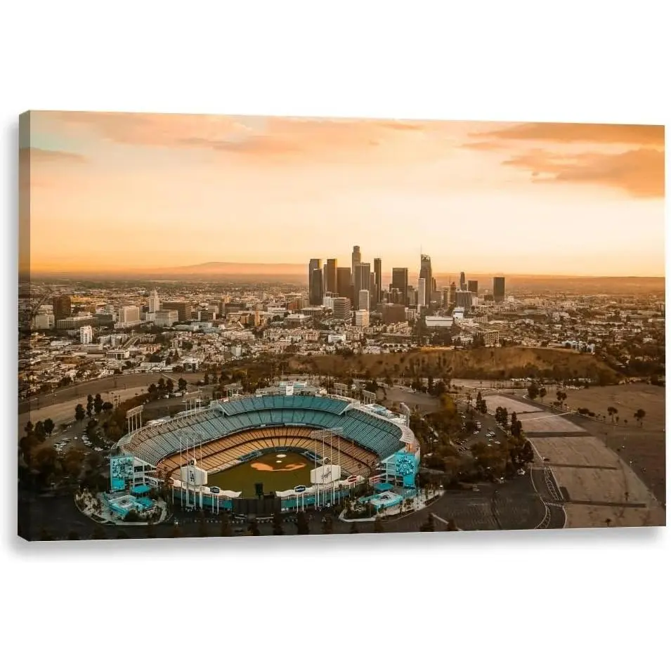 Los Angeles Dodger Stadium City Skyline Cityscape Poster Canvas Decorative Painting Poster Home Decor Art HD Pictures Bedroom Living Room Wall Art