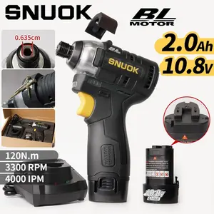 SNUOOK 120Nm 10.8V Brushless Impact Wrench Kit 2.0Ah Battery Set, 1/4'' Cordless Drill, 1/4'' Home Auto Repair Tool Set,For Makita 10.8V Batteries