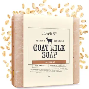 Handmade Goat Milk Soap Bar with Organic Shea Butter -  5oz Oatmeal Scent Made in USA Body Care Smooth