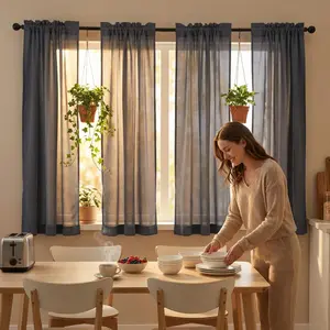4-Panel 52"x63" Solid Oxford Minimat Rod Pocket Curtains, Sheer Nylon Fabric Window Drapes, Durable Light-Filtering Treatments for Bedroom, Living Room Home Decor A018 Summer Gift #SummerVibes