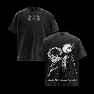 valentine shirts Gojo x Sukuna JJK Shirt – Vintage Washed Oversized Heavy Cotton Anime Graphic T-Shirt, Jujutsu Kaisen Clothing Streetwear Top for Manga Fans