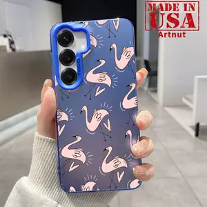 Compatible with Galaxy S24 Plus S25 S23 S22 Ultra S23+ Case Flamingo Fantasy  Pattern IMD Hybrid Full Coverage Anti-Drop Hard Shell for Girl