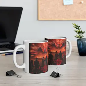 Retro Sci-Fi Christmas Mug, Red Holiday Adventure Cup, Unique Fantasy Winter Coffee Mug, Stranger Mug, Trendy Aesthetic Gift for Fans, Cozy Hot Drink Cup, Christmas Gift for Friends & Family