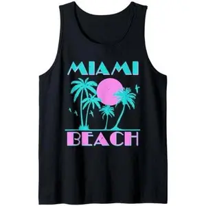 Retro Miami Beach Shirt 70s 80s Style Vintage Men Women Tank Top
