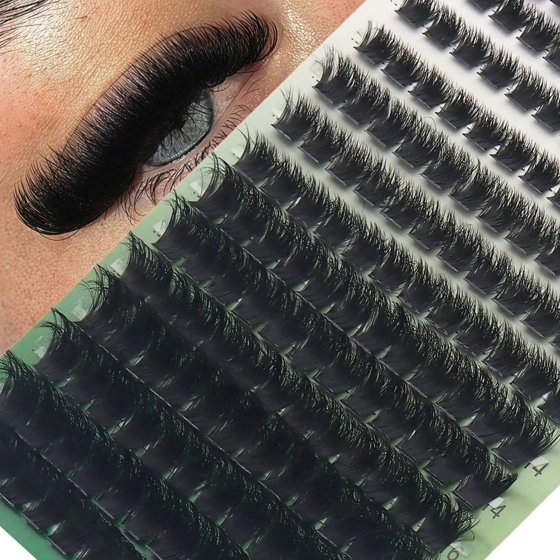 168pcs Thick Lash Clusters, 150 DD Curl Volume Eyelash Extensions 8–16 mm, Fluffy Cat-Eye Style DIY Lashes for Beginners, Volume Focused Lashes, Soft and Comfortable for Holiday Parties, Fluffy Eyelashes Cluster