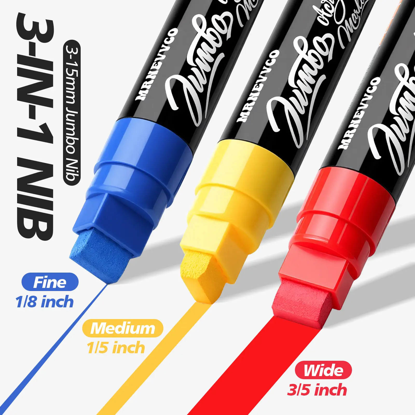 MRNEVVCO 12 Jumbo Poster Markers,Non Toxic,3-15MM 3 in 1, Jumbo Acrylic Paint For Office Stationery Writing & Correction Needs【DealsForYouDays】