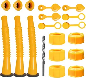 Ester gift-Gas Can Spout Replacement Kit (3 Yellow Nozzles) – Fits 1/2/5/10 Gallon Cans, Soft & Flexible Tube for Easy Use