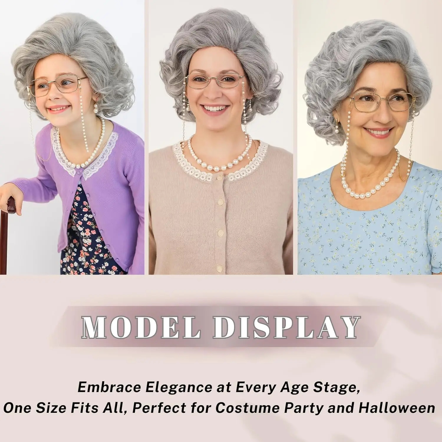 grey curly wig fancy dress Grey Afro Wig