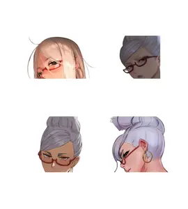 Aesthetic Alluring Silver Hair Spirit Medium Exorcist Psychic Figure Traditional Garb Spiritualist Anime Girl Vinyl Sticker - Waterproof Full Figure Waifu Decal for Laptop & Car