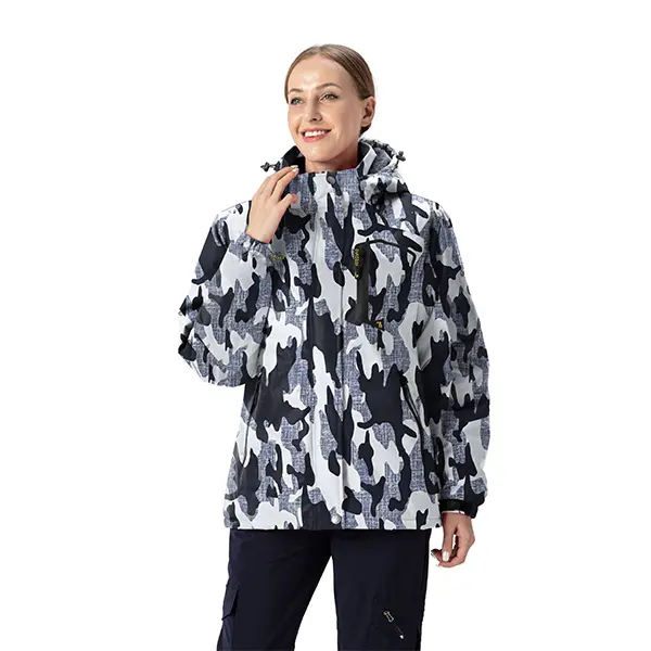 TBMPOY Women's Camouflage Waterproof Ski Jacket Warm Fleece Lined Winter Snow Coat Hooded Windproof Rain Jacket for Skiing Snowboarding Hiking Outdoor fathersdaygift