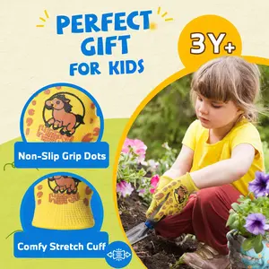 3 Pairs Kids Garden Gloves Set, Fun Frog & Horse Designs, Perfect for Outdoor Gardening Play, Enhance Kids' Learning Through Play