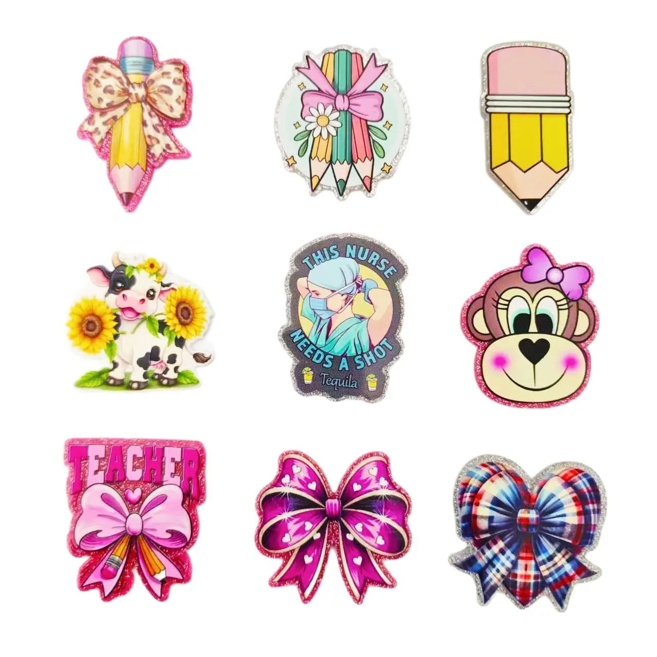 Acrylic Stickers 50 Pieces per Bag Randomly Shipped Different Colors & Types DIY Craft Decorations for Greeting Cards Scrapbook Embellishment