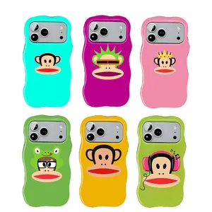 Colorful Attire Funny Paul Frank Phone Case New Wave Shape Glossy Phone Case For IPhone 17-12, Pro Max, Pro Plus Safety Two-In-One Case