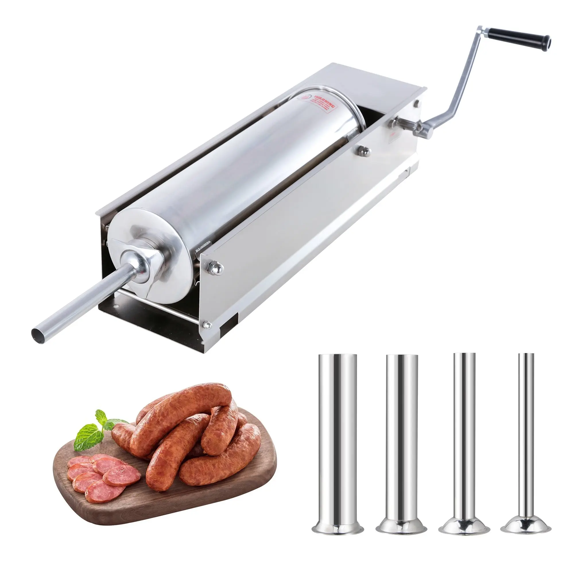 Hakka 15 Lbs (7 L) 2-Speed Horizontal Sausage Stuffer, Professional Kitchen Sausage Machine