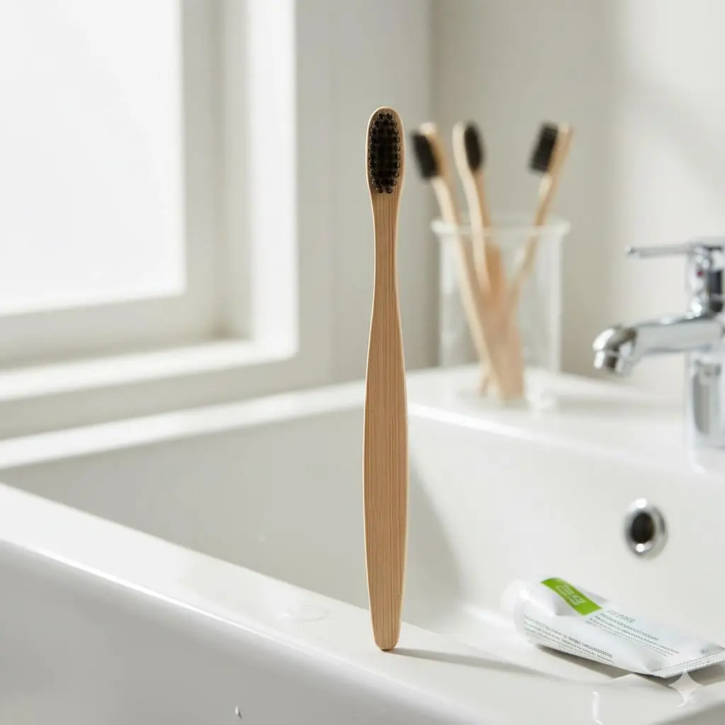 Biodegradable Bamboo Toothbrush with Charcoal Bristles, Soft for Sensitive Gums, Eco-Friendly Oral Care Set, Natural Antibacterial, Deep Clean, Portable & Durable, Non Plastic Toothbrush, Plastic-Free Choice for Home & Travel, Oral Care Supplies