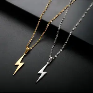 Quality Stainless Steel Super Lightning Bolt Pendant Power Necklace