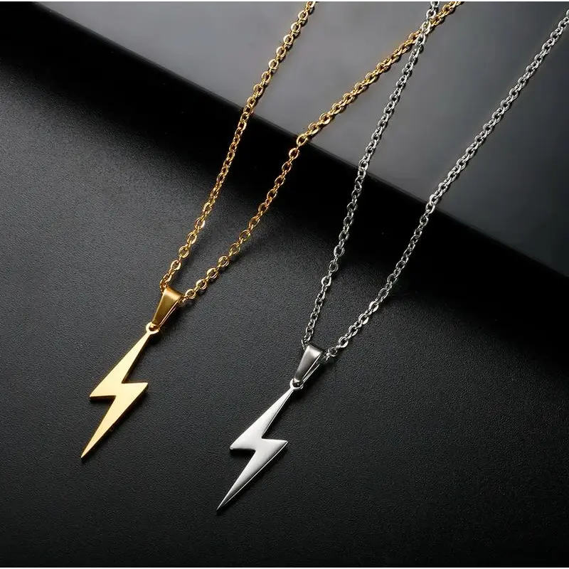 Quality Stainless Steel Super Lightning Bolt Pendant Power Necklace