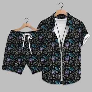 Snorlax Neon Inspired Hawaiian Shirt, Glow Anime Tropical Shirt, Kawaii Cartoon Aloha Shirt, Neon Beach Outfit, Summer Vacation Shirt
