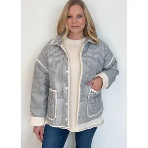 Gingham Jacket-Blue/Cream