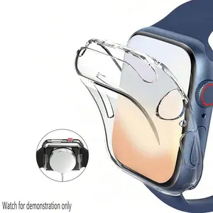 Solid Color Hollow Out Design Watch Case with Screen Protector, Watch Protective Cover Compatible with Apple Watch Series