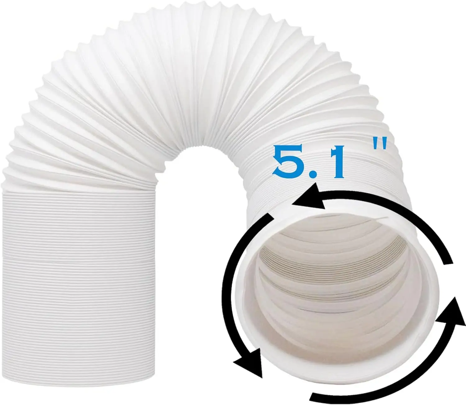 Air Conditioner Vent Hose, Portable Exhaust Duct with 5.1 OD, Counterclockwise Rotation, Length up to 80 Inches, Universal Replacement AC Hoses