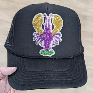 Mardi Gras Crawfish Sequin HAT/POCKET Patch