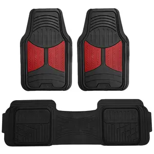 Trimmable Heavy Duty Non-Slip Rubber Floor Mats - Full Set Burgundy