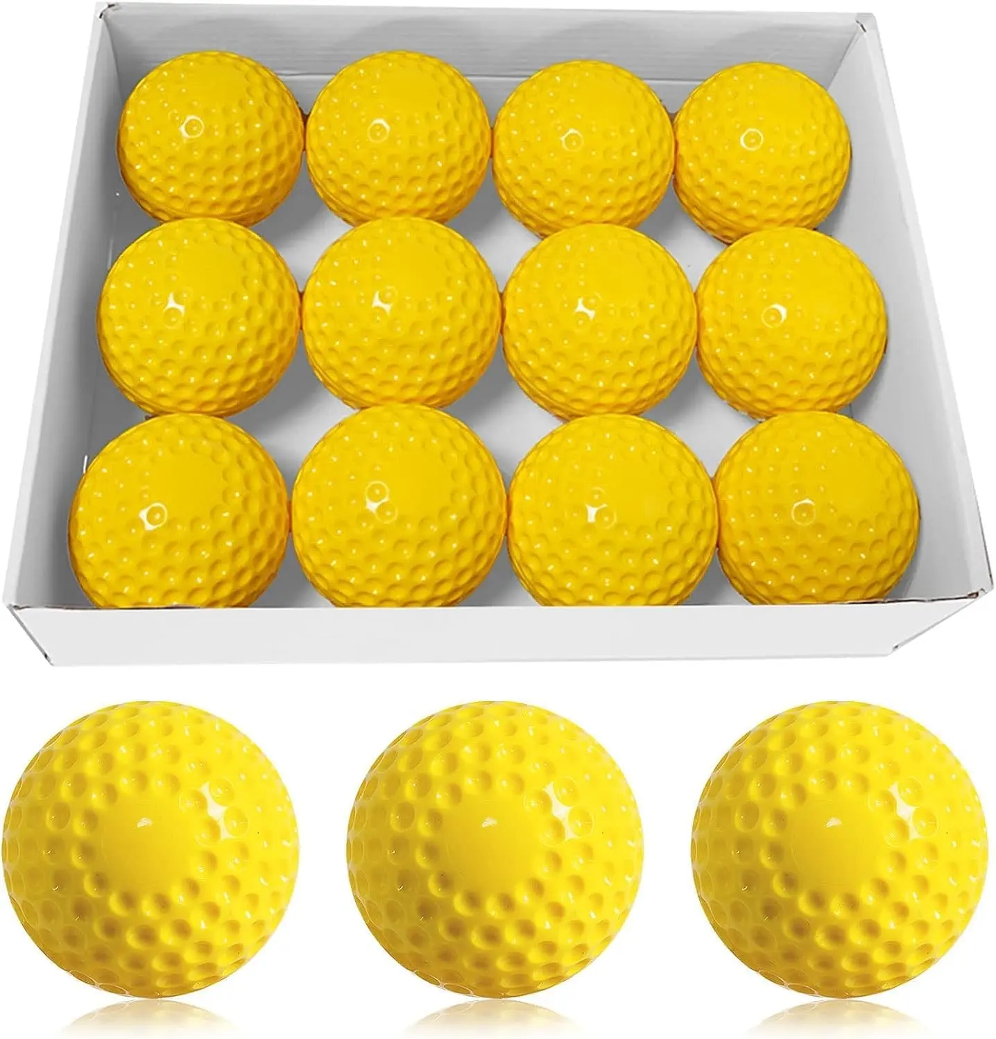 Baseballs 12 Pack Dimpled Baseballs, 9-Inch Pitching Machine Baseballs for Hand-Eye Coordination, Hitting and Fielding Practice