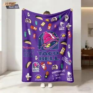 Mexican Cuisine Printed Flannel Throw Blanket – Soft Cozy Blanket for Sofa Bed, Machine Washable Decorative Blanket