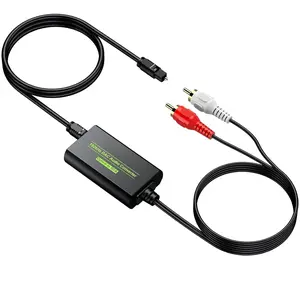 192kHz DAC Converter Digital to Analog Converter Digital Optical SPDIF Toslink to Analog Stereo Audio RCA L/R Audio Adapter with Optical  for HDTV Blu Ray DVD Amps (RCA Male)