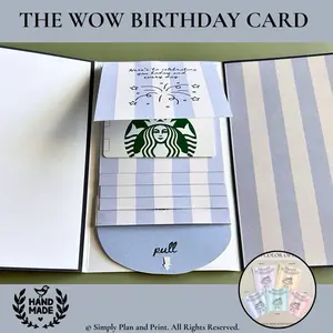 BIRTHDAY (Blue) gift card holder book handmade birthday card grandfather gift card book coworker gift college survival kit son gift handmade