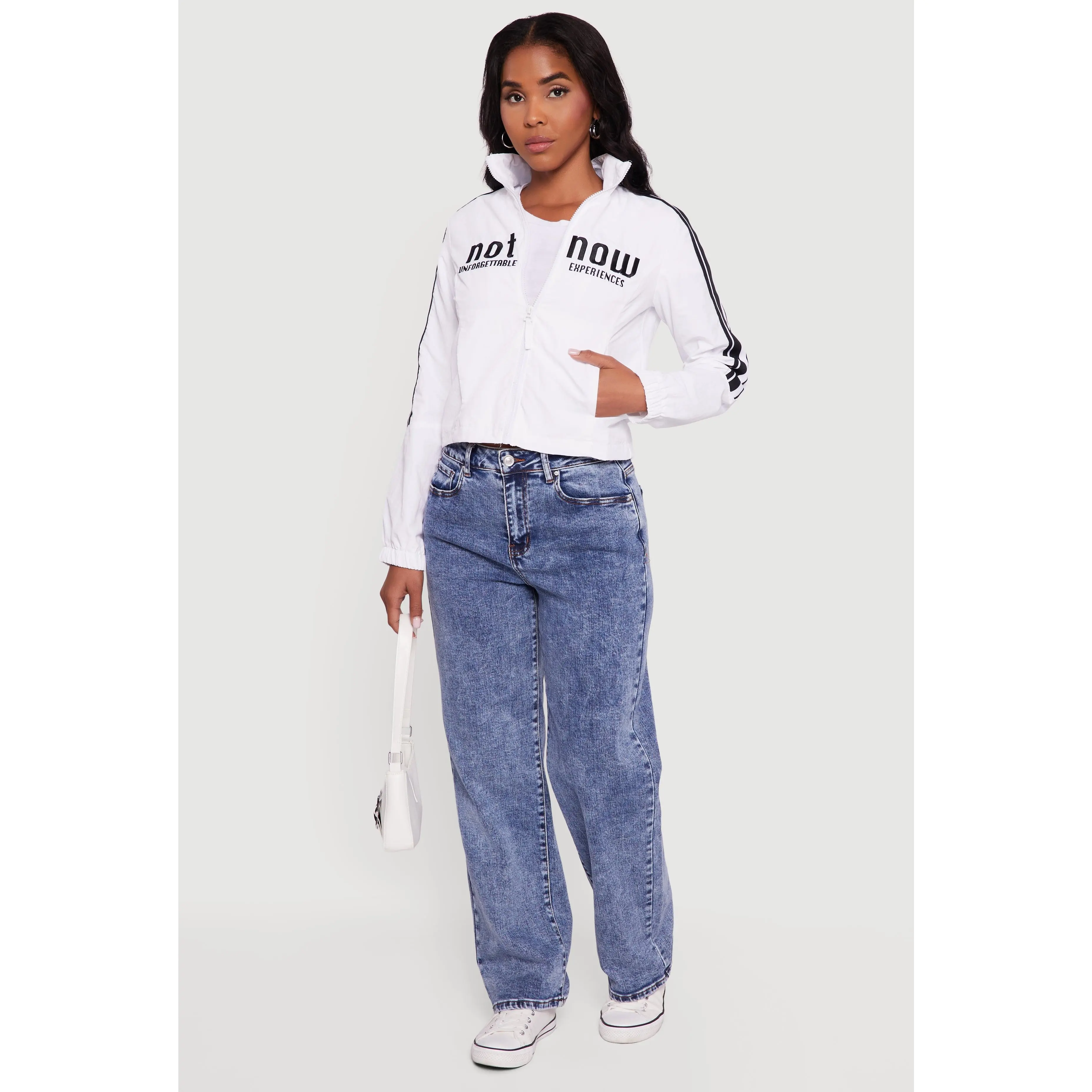 Nylon Not Now Graphic Mock Neck Windbreaker