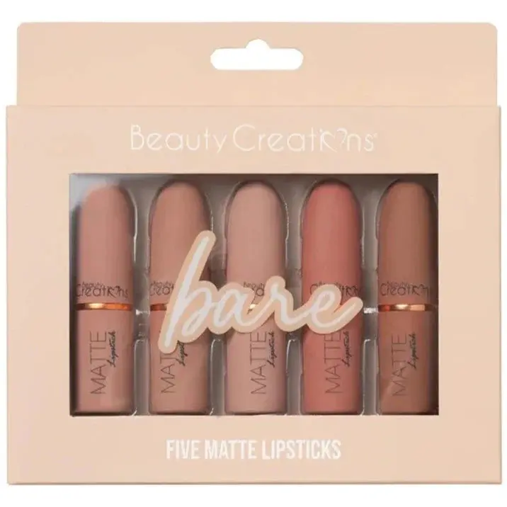 Beauty Creations "Bare" Five Piece Matte Lipstick Set Beauty Creations "Bare" Five Piece Matte Lipstick Set