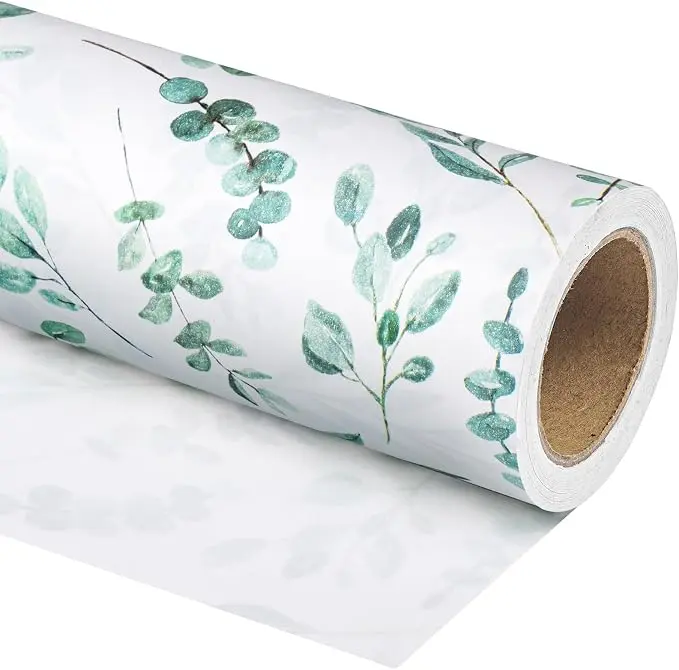 WRAPAHOLIC Kraft Floral Wrapping Paper Roll - Mini Roll - 17 Inch x 33 Feet - Vintage Black Flower Wrapping Paper for Birthday, Bridal Shower, Wedding, Baby Shower