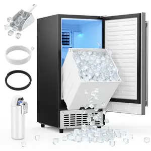 Coolski 15’’W Under Counter Ice Maker, Commercial Ice Machine 130 LBS/Day with 30 LBS Storage