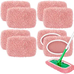 10 Pack  Mop Pads Compatible with  Sweeper, Microfiber Chenille Washable  Mop Pads, Dry & Wet Sweeping Mopping Cloths