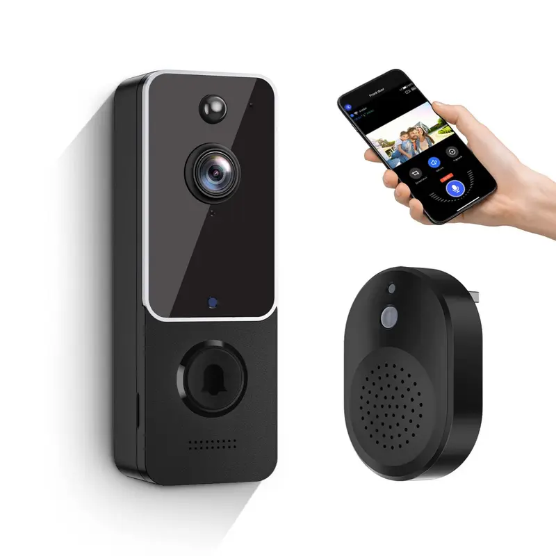 Video Doorbell Camera Wireless with Chime Ringer, Battery Powered, Smart AI Human Detection, 2.4G WiFi, 2-Way Audio, Night Vision, Cloud Storage,, Ai Detection, Complimentarychime