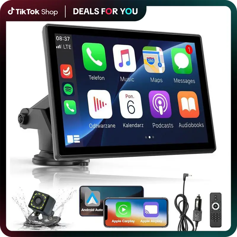 Dealsforyoudays | 2025 New Style Carplay Screen for Car, 7 Inch HD Portable Car Stereo Touch Screen,Reverse Camera, MP3&MP4 Wireless, No Aux Cable Inc
