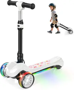 Electric Scooter for Kids Ages 3-8, 3 Wheels Electric Scooter, Electric Kick Scooter with 2 Speeds, Long Battery Life, Flashing LED Wheels, Adjustable Height, B2 with Bluetooth Music for Boys/Girls