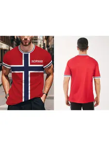 Men's Norway Soccer Jersey Short Sleeve T-Shirt, Training and Competition Wear, Breathable Quick-Dry Outdoor Sportswear