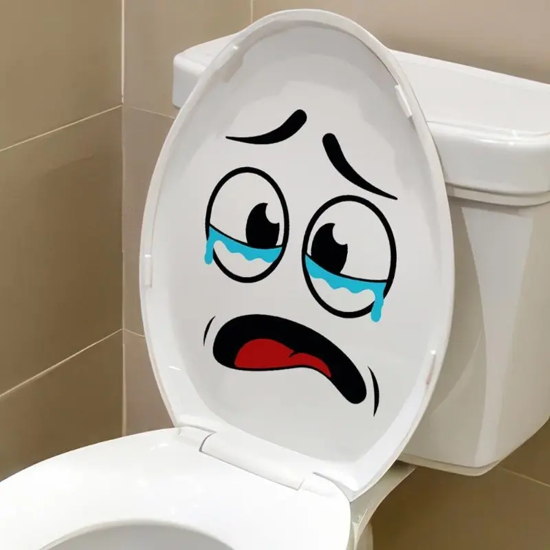 4 Pcs 5.91'' Funny Face Trash Can Stickers - Waterproof PVC Vinyl Decals for Garbage Can, Toilet, Fridge, Wall Decor, Easy to Apply Peel & Stick No Tools Needed